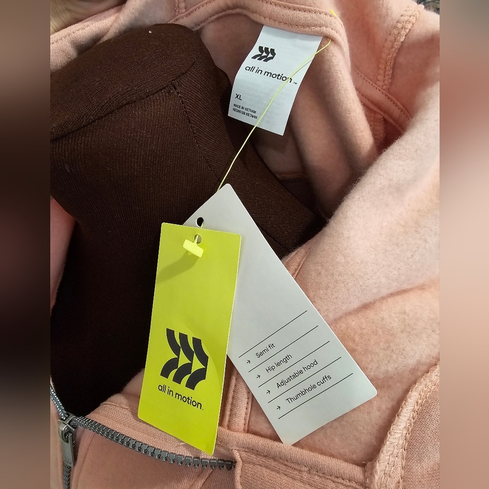 🩷NWT All In Motion Light Pink XL Zip-Up Sweatshirt - Picture 5 of 12